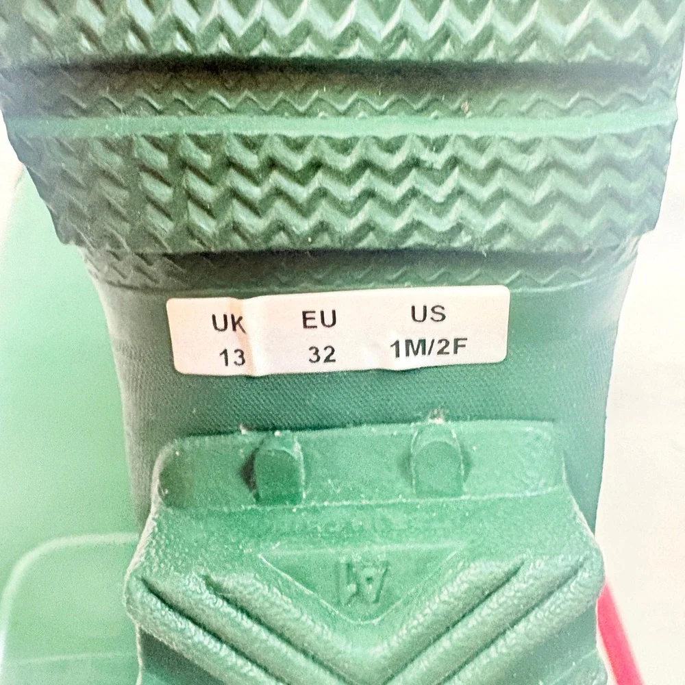 Hunter Kids Size 1M 2F Original‎ Tall Boots Bright Peacock Green Rubber